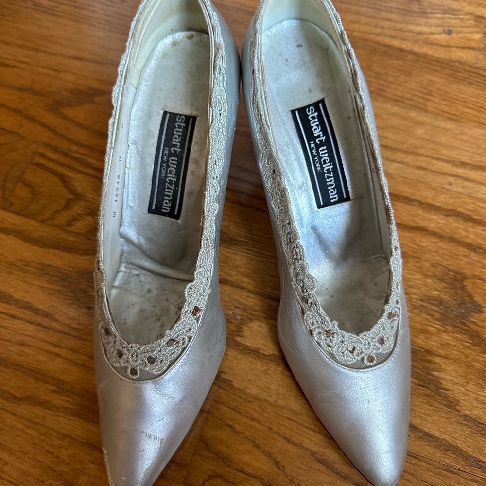 Vintage silver Stuart Weizmann pumps